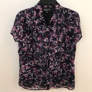 Jones New York Floral Blouse, Size 10, Women's Ruffle coquette Tops, Fairy Goth